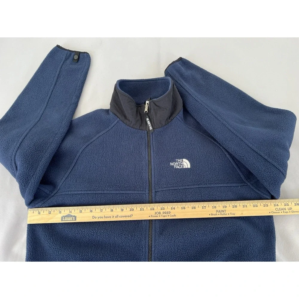 VTG The North Face Men's Sz Medium Full Zip Fleece Polartec Jacket Navy Blue Y2K